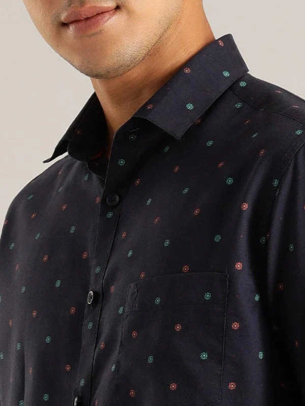 Indian Terrain Men All Over Print Dark Blue Shirt